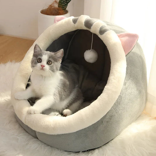 Cozy Cartoon Cat Cave Bed