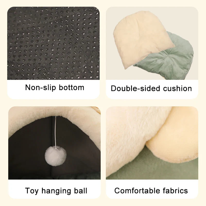 Cozy Cartoon Cat Cave Bed