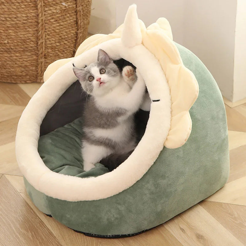 Cozy Cartoon Cat Cave Bed